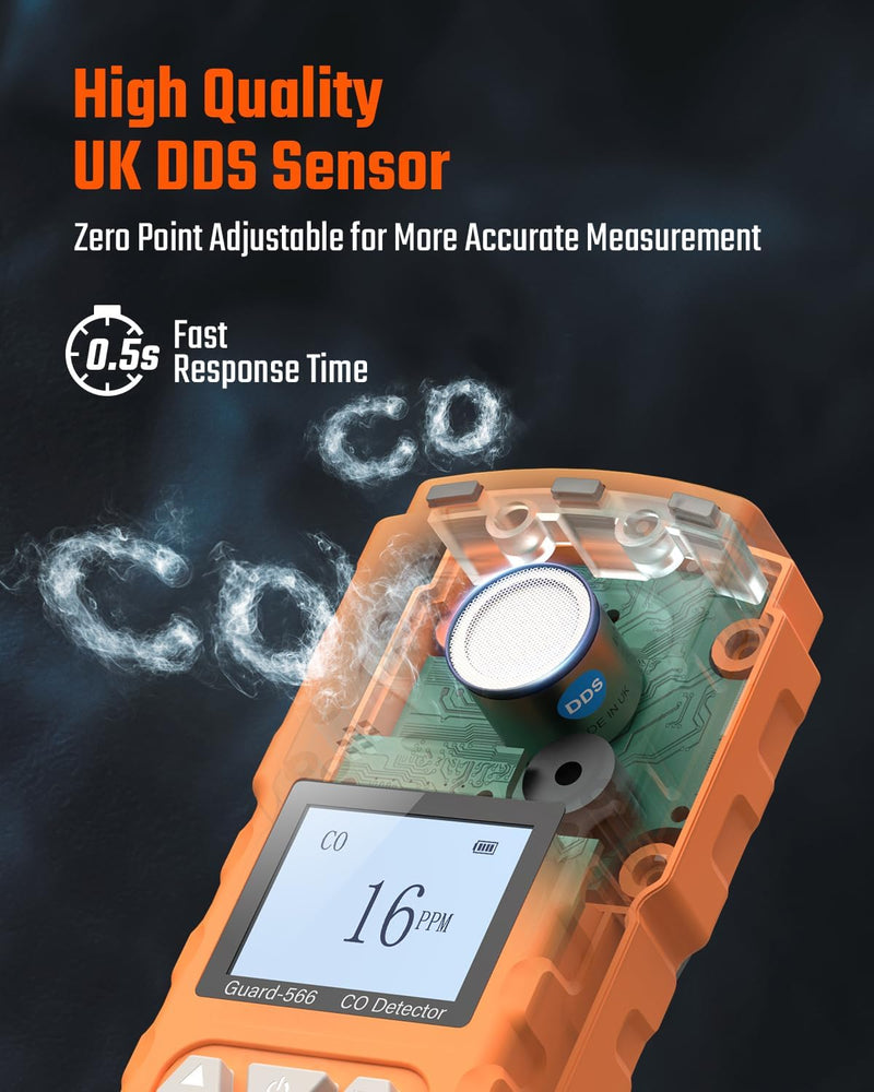 ギャラリービューアに画像をロードする, TopTes Guard-566 Portable Carbon Monoxide Detector, Rechargeable CO Detector with Back Clip, Vibration, Visual and Audible Alarms, 168h Long Standby, Adjustable Alarm Thresholds for Home, Work Use