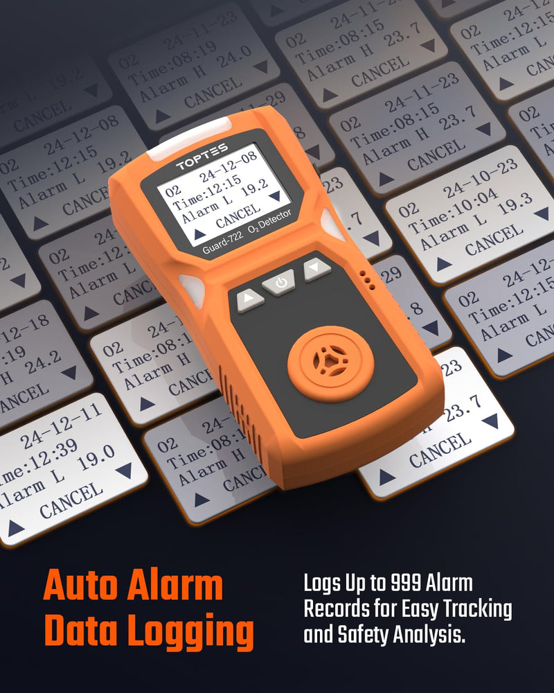 ギャラリービューアに画像をロードする, TopTes Guard-722 Oxygen Detector, Portable O2 Monitor, 0-30%, Rechargeable 120H Battery Duration, Sound, Light and Vibration Alarms, Dust and Explosion Proof, Handheld O2 Meter for Work, Home - Orange