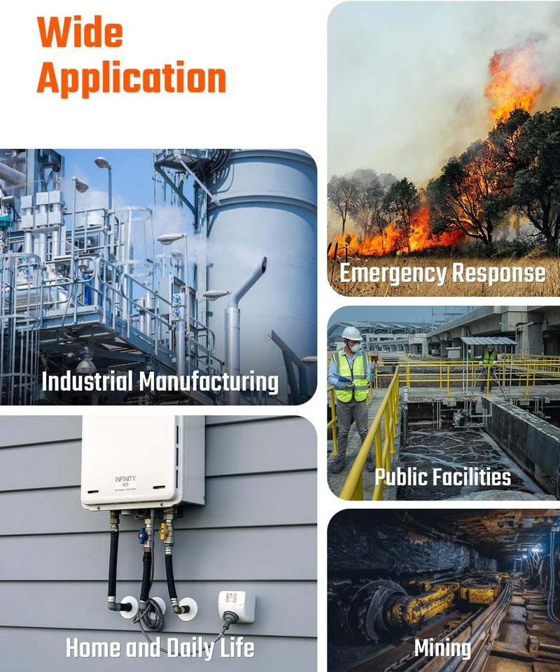 ギャラリービューアに画像をロードする, TopTes Guard-156 4 Gas Monitor Multi Gas Detector for H2S, CO, LEL, and O2, Triple Alarm Modes (Visual, Vibration, Sound), 0.5s Fast Response, Dust and Explosion Proof Design for Work and Home Safety-Orange