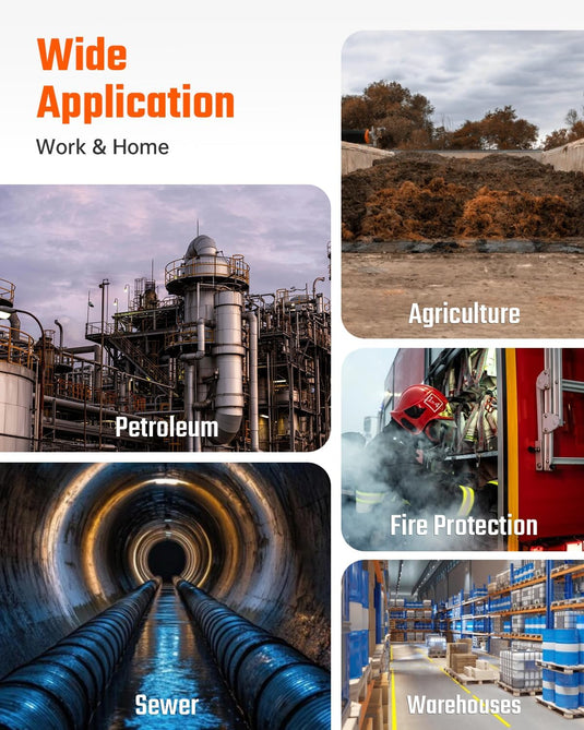 TOPTES Guard-611 Portable H2S Detector Features a Convenient H2S Monitor Clip on, Rechargeable with 5-Day Battery, Low Battery Warning, Safety Explosion-Proof-Orange