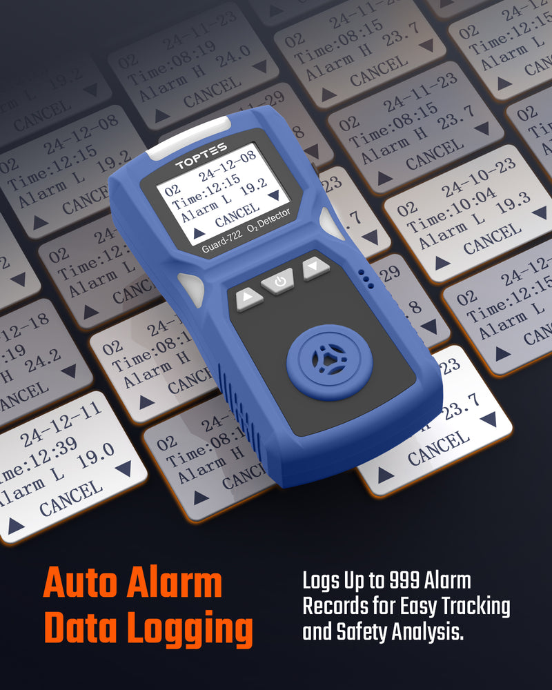 ギャラリービューアに画像をロードする, TopTes Guard-722 Oxygen Detector, Portable O2 Monitor, 0-30%, Rechargeable 120H Battery Duration, Sound, Light and Vibration Alarms, Dust and Explosion Proof, Handheld O2 Meter for Work, Home - Blue