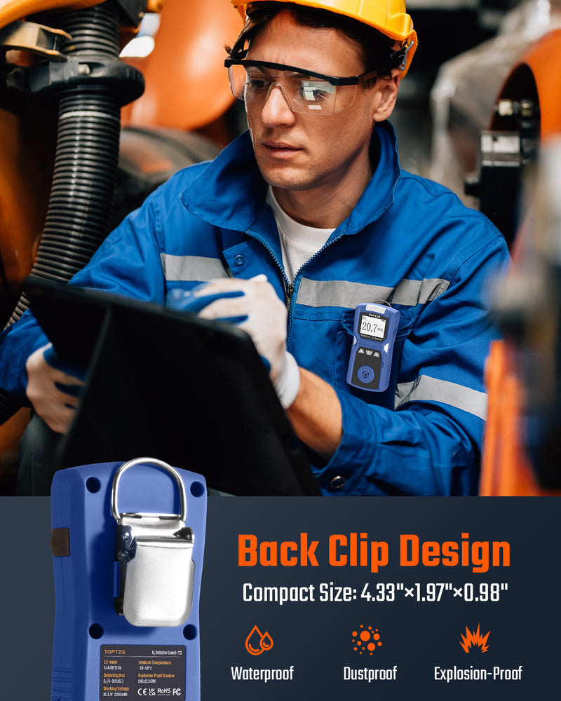 ギャラリービューアに画像をロードする, TopTes Guard-722 Oxygen Detector, Portable O2 Monitor, 0-30%, Rechargeable 120H Battery Duration, Sound, Light and Vibration Alarms, Dust and Explosion Proof, Handheld O2 Meter for Work, Home - Blue