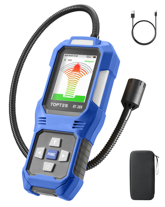 RT-389 Rechargeable Refrigerant Leak Detector, HVAC Freon Leak Detector with 3 Sensitivity Modes & 3 Alarm Types for CFCs, HCFCs, HFCs, HFOs, HCs -Blue C$