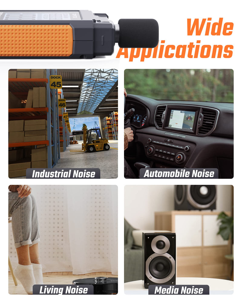 ギャラリービューアに画像をロードする, Decibel Meter, TopTes TS-501B Sound Level Meter with 2.25” Backlit LCD Screen, Portable SPL Tester with A/C Weighted, Range 30-130dB, MAX/MIN, Data Hold, Use for Home, Noisy Neighbor, Factory - Orange