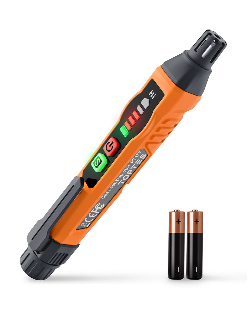 ギャラリービューアに画像をロードする, Natural Gas Detector, TopTes PT177 Gas Leak Detector with Audible & Visual Alarm, Portable Gas Sniffer to Locate Combustible Leak Sources Like Methane, Propane for Home (Includes Battery x2)-Orange