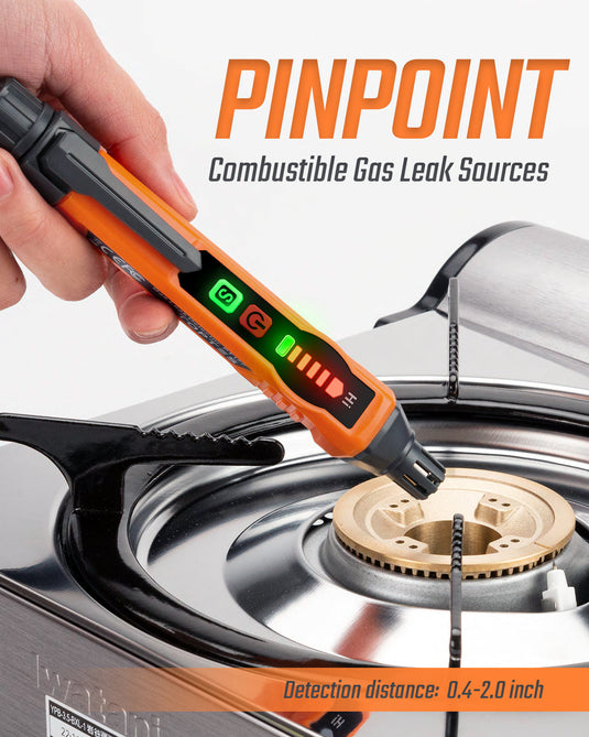 Natural Gas Detector, TopTes PT177 Gas Leak Detector with Audible & Visual Alarm, Portable Gas Sniffer to Locate Combustible Leak Sources Like Methane, Propane for Home (Includes Battery x2)-Orange