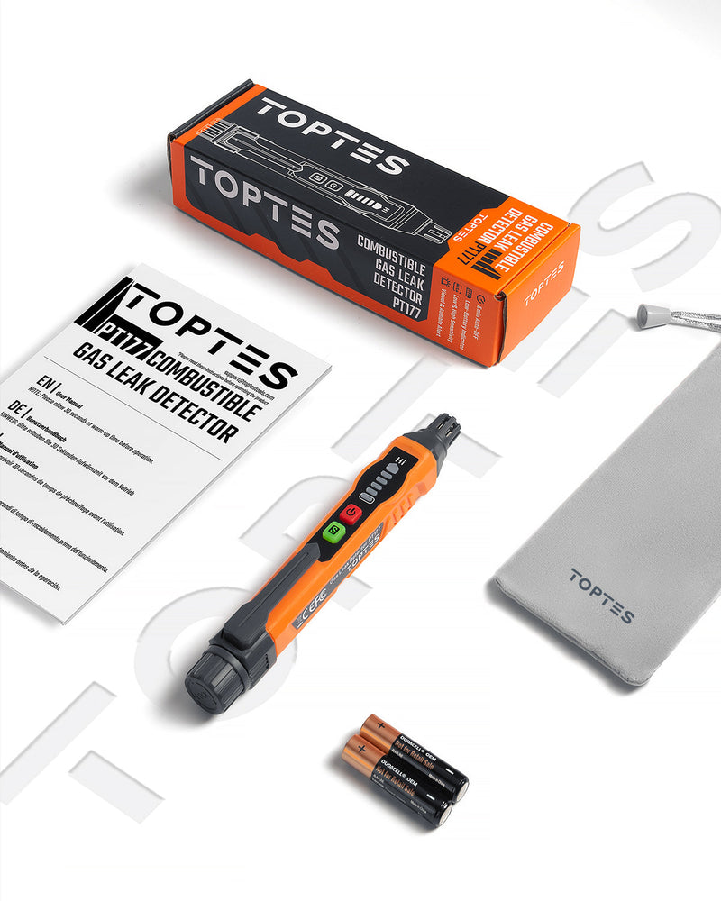 ギャラリービューアに画像をロードする, Natural Gas Detector, TopTes PT177 Gas Leak Detector with Audible & Visual Alarm, Portable Gas Sniffer to Locate Combustible Leak Sources Like Methane, Propane for Home (Includes Battery x2)-Orange
