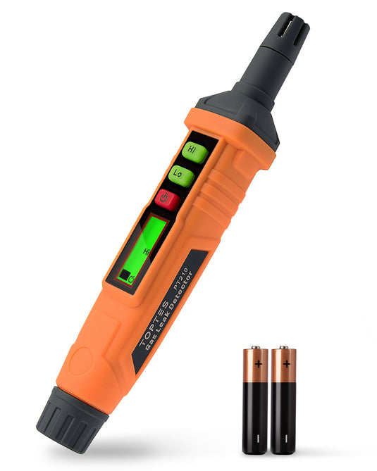 TopTes PT210 Gas Leak Detector, Natural Gas Detector with Audible & Visual Alarm, Locating The Source of Propane, Methane, and Combustible Leaks for Home and RV (Includes Battery x2) - Orange