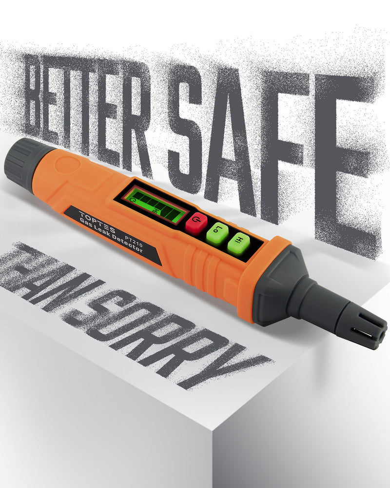 Load image into Gallery viewer, TopTes PT210 Gas Leak Detector, Natural Gas Detector with Audible & Visual Alarm, Locating The Source of Propane, Methane, and Combustible Leaks for Home and RV (Includes Battery x2) - Orange