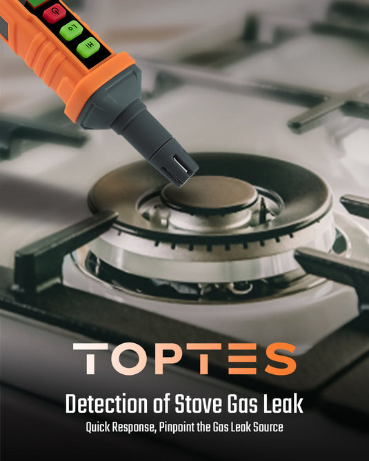 TopTes PT210 Gas Leak Detector, Natural Gas Detector with Audible & Visual Alarm, Locating The Source of Propane, Methane, and Combustible Leaks for Home and RV (Includes Battery x2) - Orange