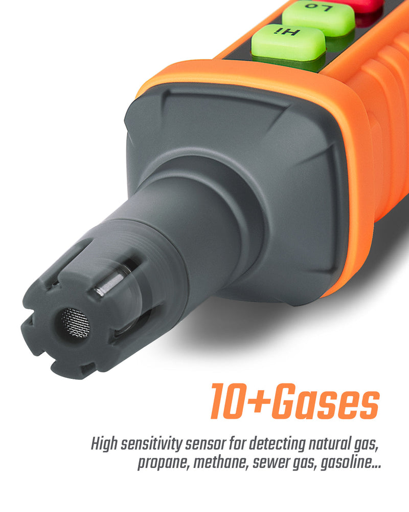 Load image into Gallery viewer, TopTes PT210 Gas Leak Detector, Natural Gas Detector with Audible & Visual Alarm, Locating The Source of Propane, Methane, and Combustible Leaks for Home and RV (Includes Battery x2) - Orange