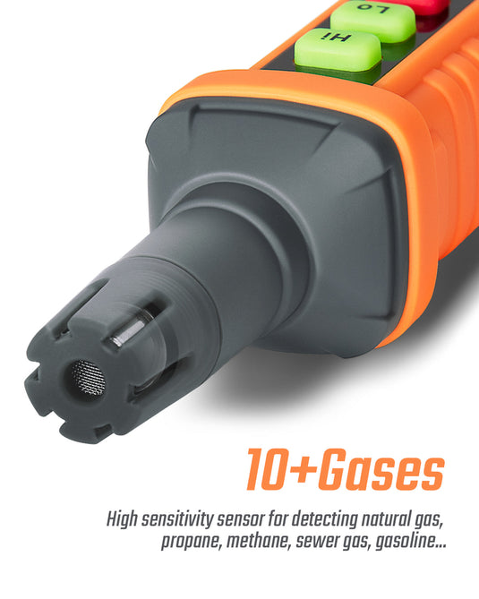 TopTes PT210 Gas Leak Detector, Natural Gas Detector with Audible & Visual Alarm, Locating The Source of Propane, Methane, and Combustible Leaks for Home and RV (Includes Battery x2) - Orange