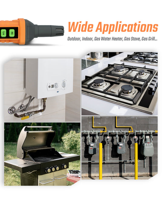 TopTes PT210 Gas Leak Detector, Natural Gas Detector with Audible & Visual Alarm, Locating The Source of Propane, Methane, and Combustible Leaks for Home and RV (Includes Battery x2) - Orange