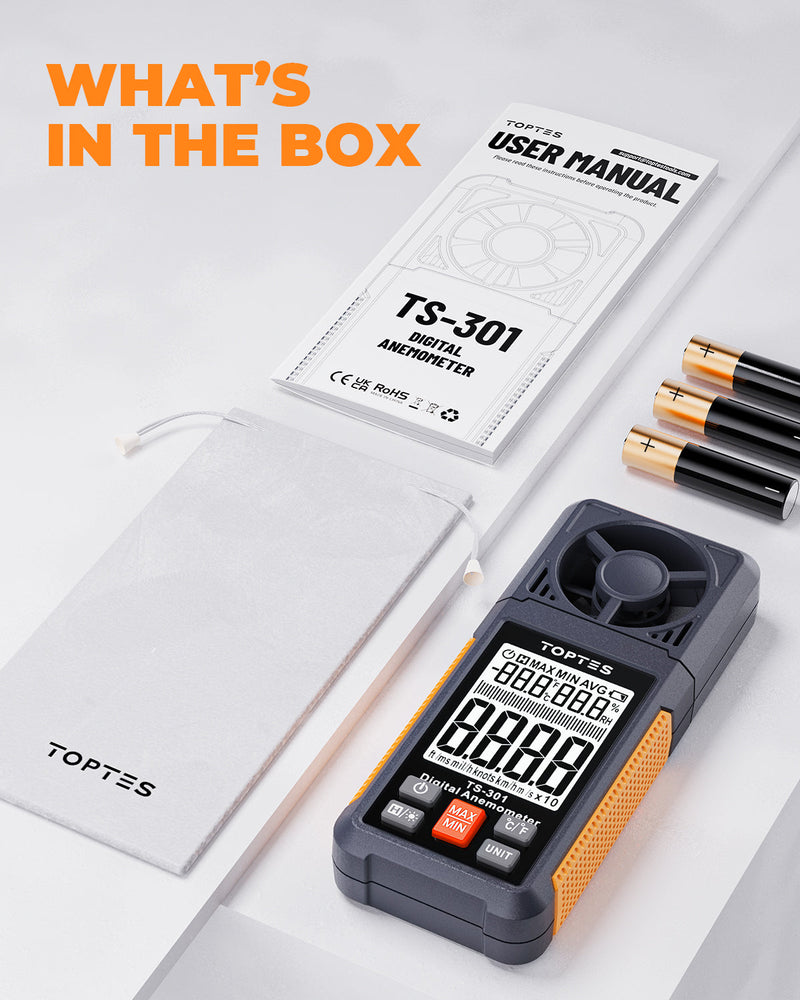 Laden Sie das Bild in Galerie -Viewer, TopTes TS-301 Anomometer Windgeschwindigkeitsmesser