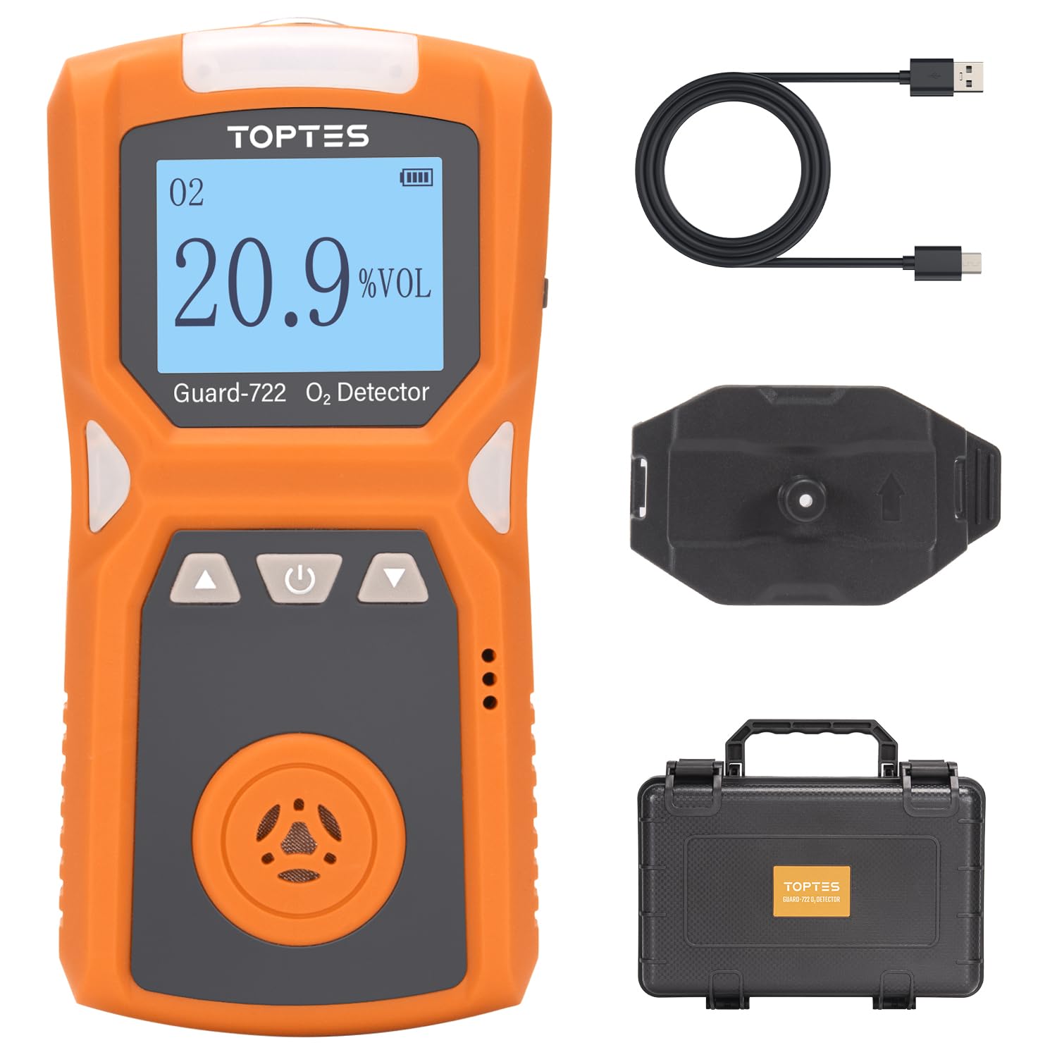 TopTes Guard-722 Oxygen Detector, Portable O2 Monitor, 0-30%, Recharge
