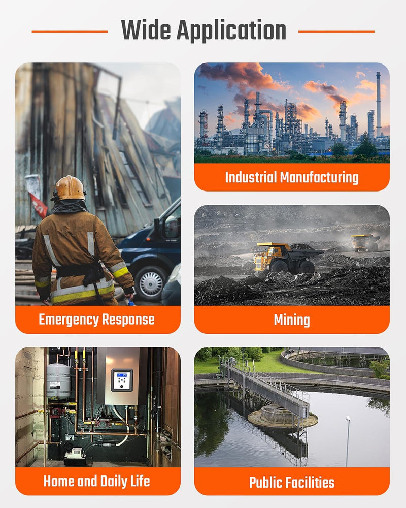 Load image into Gallery viewer, TopTes Guard-101 Gas Detector, 4 Gas Monitor for H2S, CO, LEL and O2, with Vibration, Visual and Audible Alarms, 14h Long Battery Life, Safety Explosion-Proof, for Work, Home - Orange
