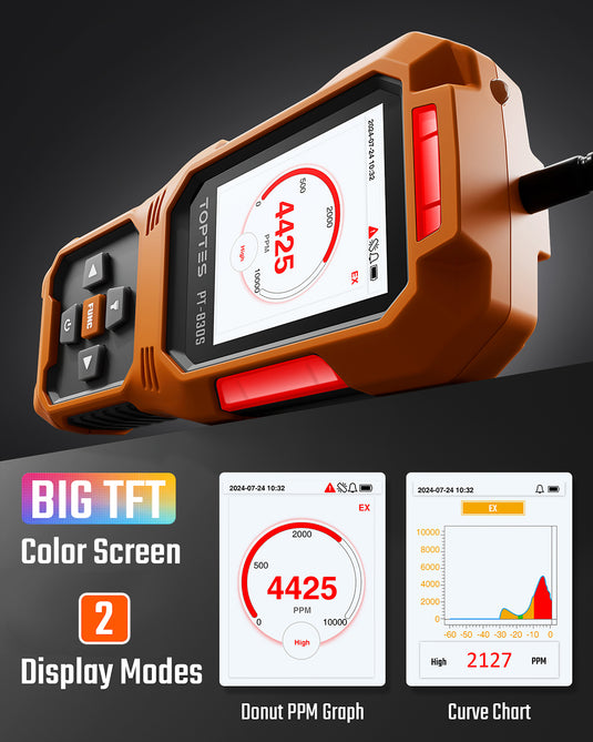Rilevatore Di Gas TopTes PT-830S - Ricaricabile, Sonda 36.8cm, 0-10000ppm - Foto 9