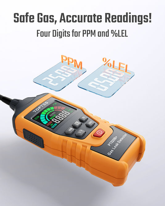 TopTes PT520B+ Gas Leak Detector with Upgraded Display & Rechargeable Battery