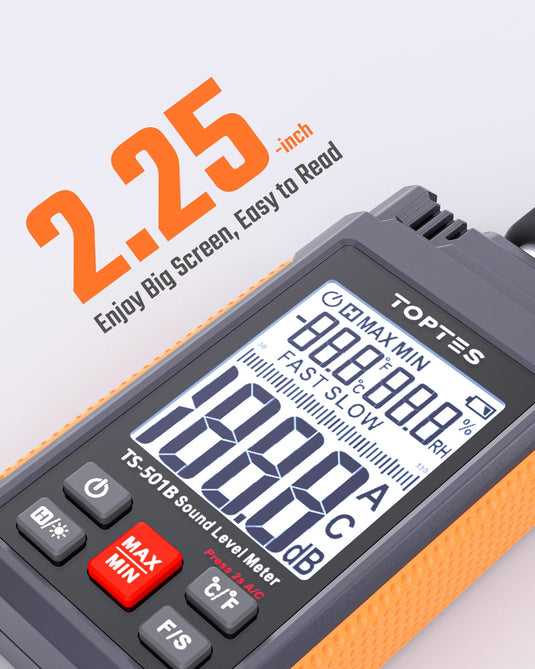 TopTes TS-501B Decibel Meter with 2.25” Backlit LCD Screen