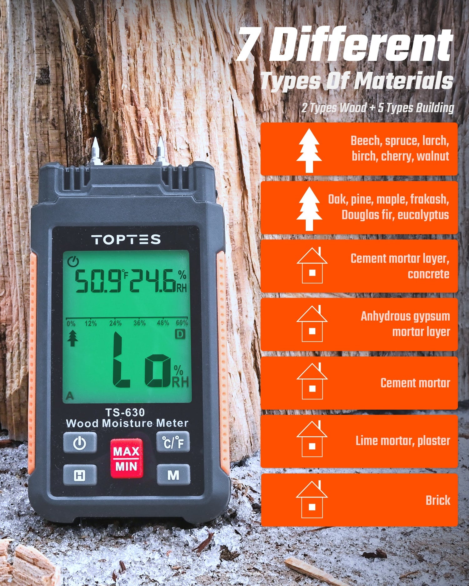 TOPTES TS630 Moisture Meter for Wood/WallN TopTes