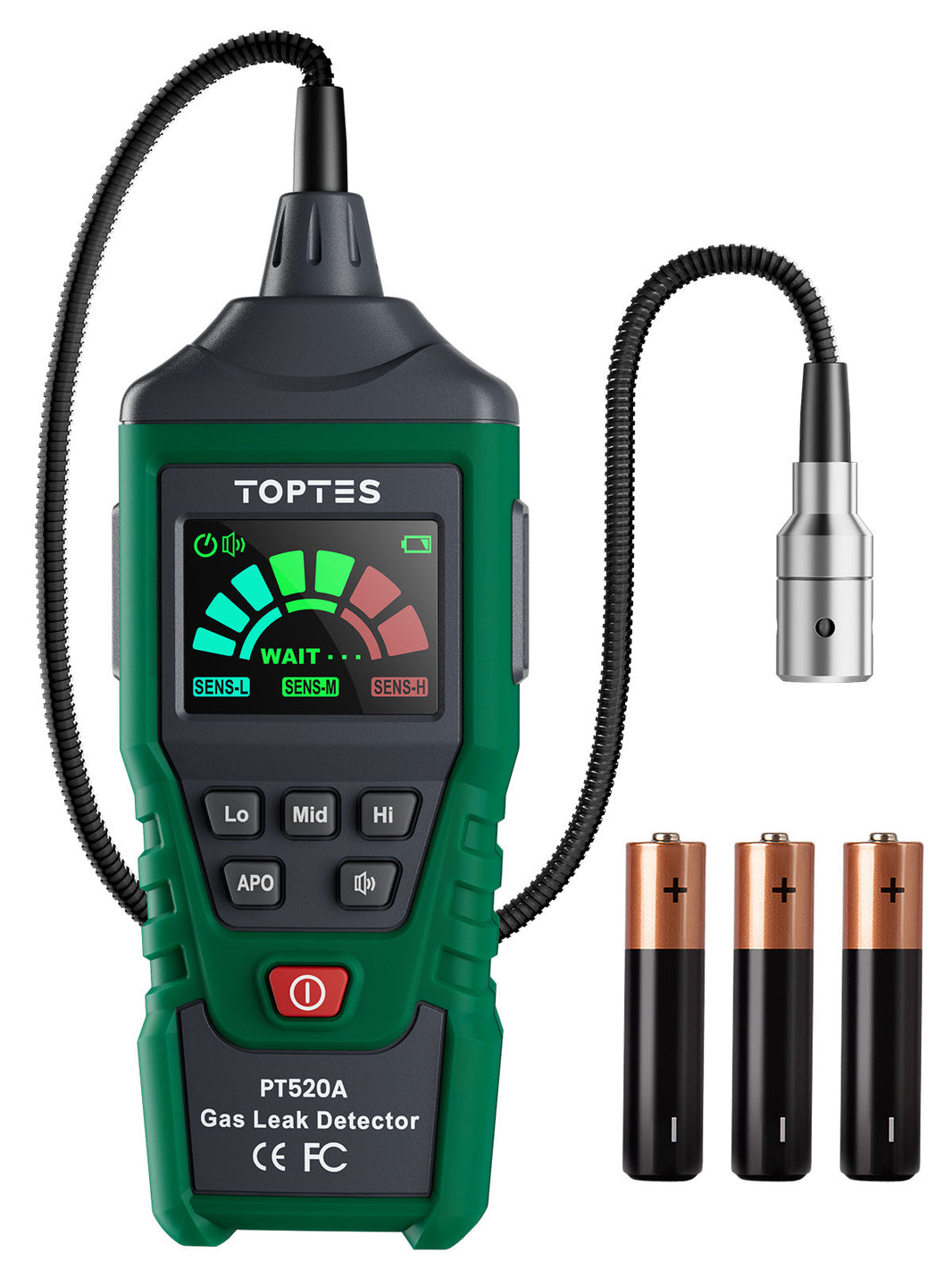TopTes PT520A Gas Leak Detector Powered by Alkaline Batteries